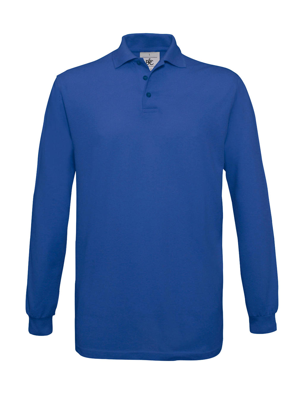 Pánské polo tričko B&C Safran s dlouhým rukávem - modré, XL