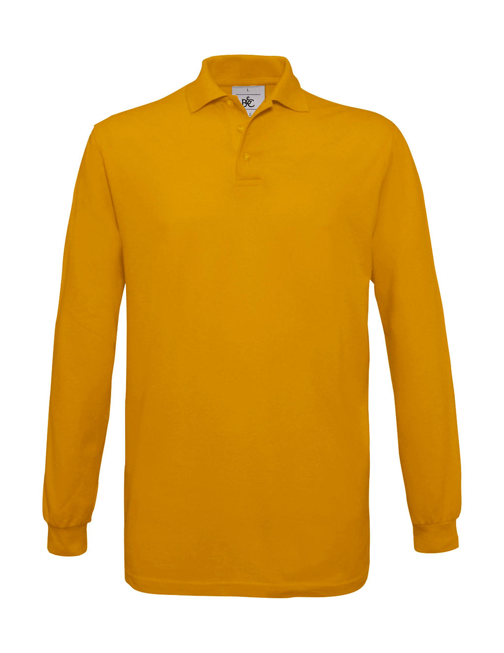 Pánské polo tričko B&C Safran s dlouhým rukávem - žluté, XL