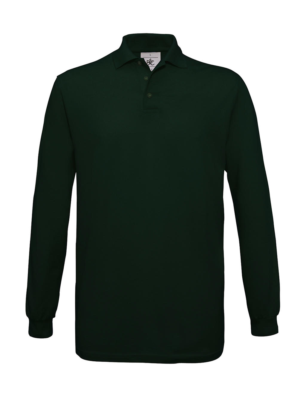 Pánské polo tričko B&C Safran s dlouhým rukávem - tmavě zelené, M