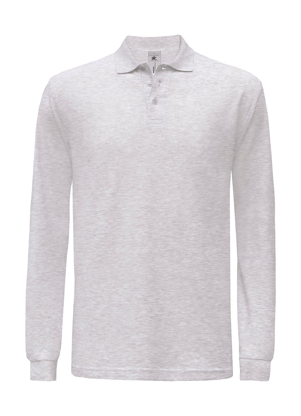 Pánské polo tričko B&C Safran s dlouhým rukávem - světle šedé, XL