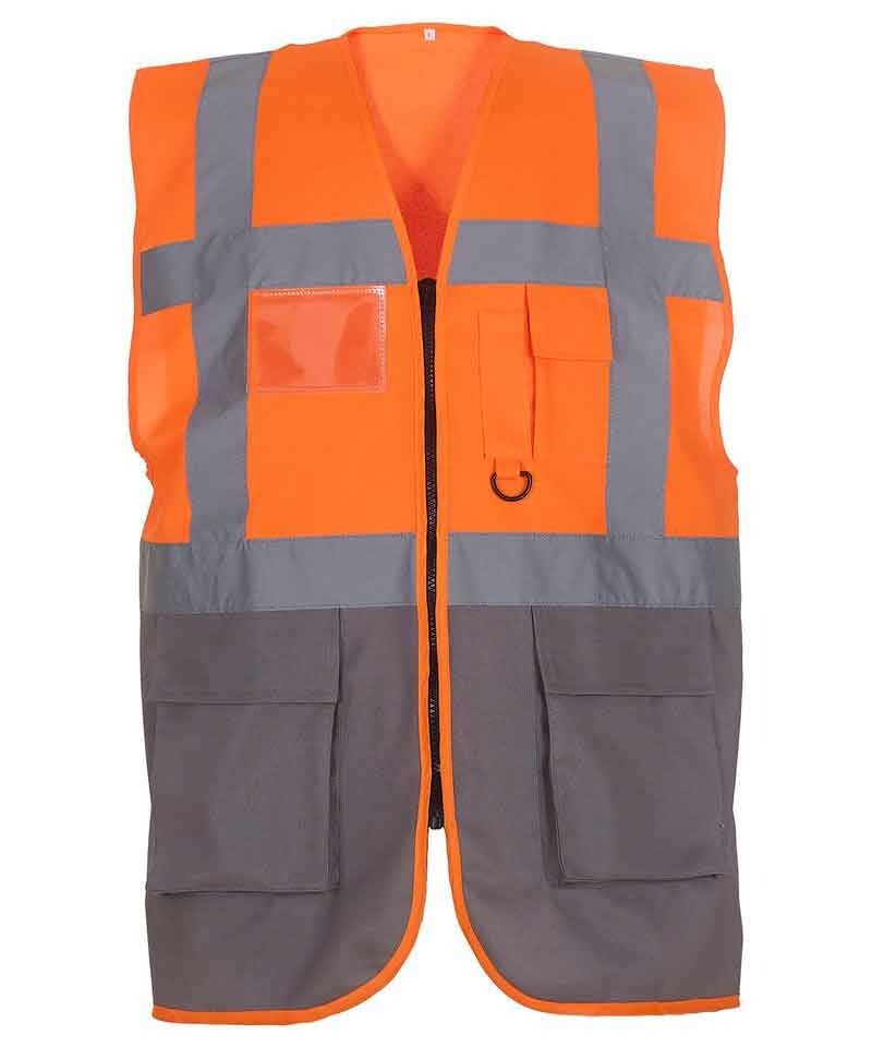 Výstražná vesta Exec - oranžová-šedá, XL