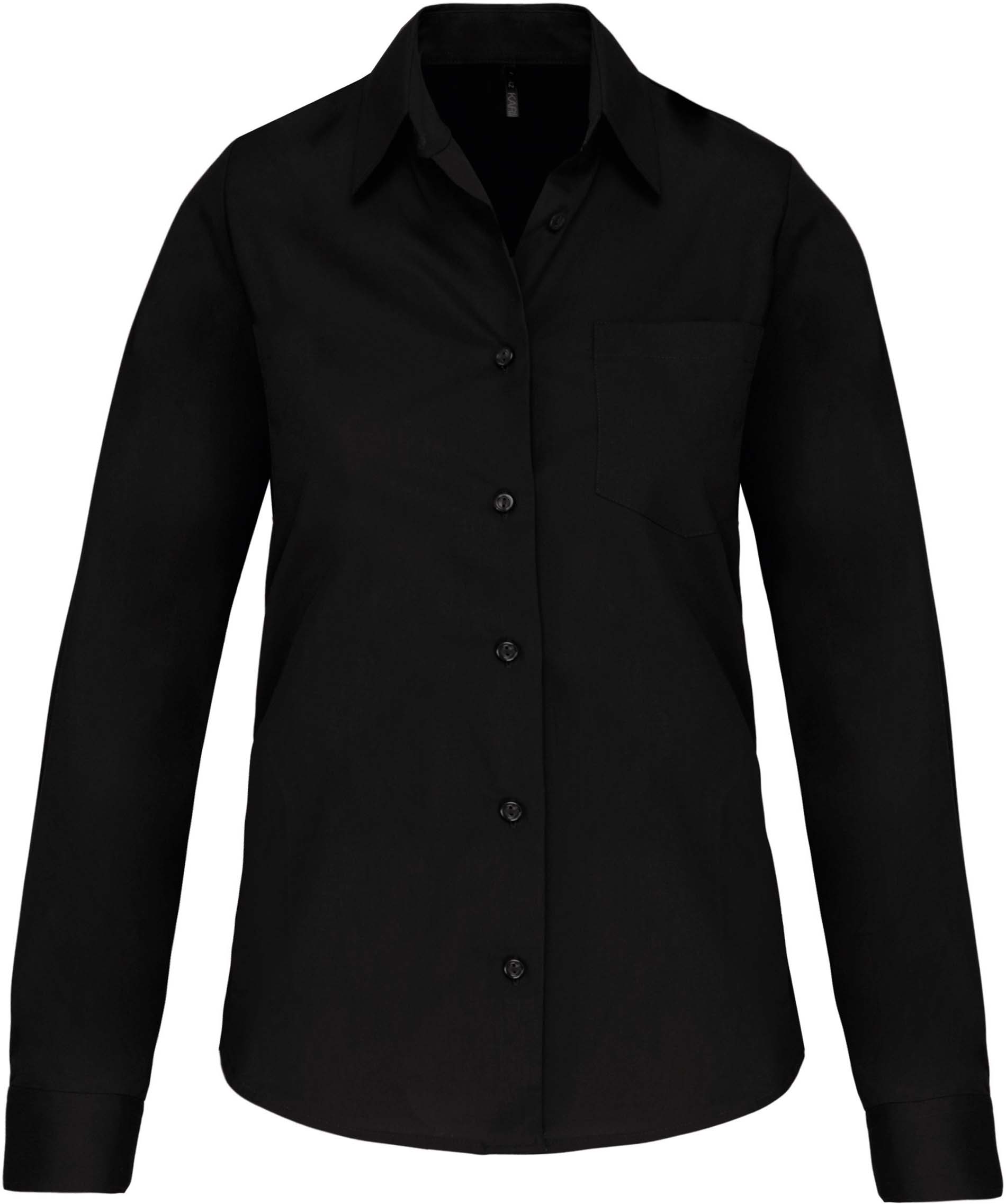 Košile dámská s dlouhým rukávem Kariban Poplin - černá, XXL