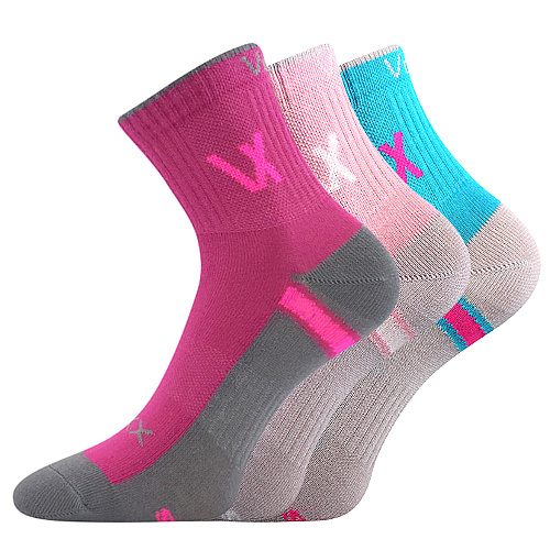 Ponožky dětské sportovní Voxx Neoik 3 páry (2x růžové, modré), 30-34