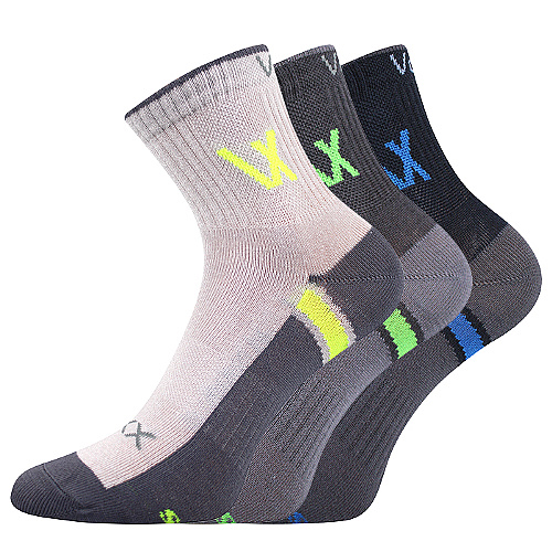 Ponožky dětské sportovní Voxx Neoik 3 páry (2x šedé, navy), 20-24