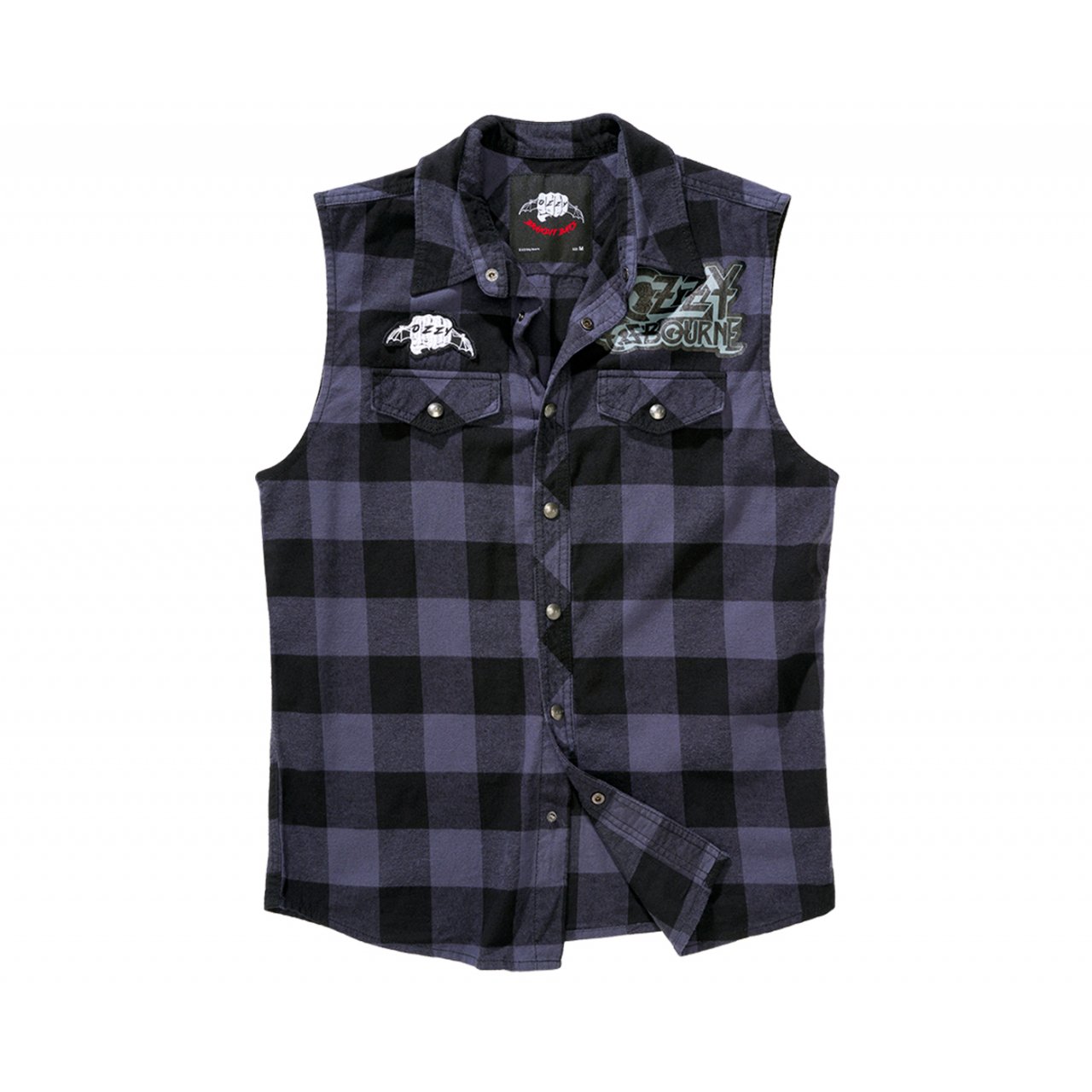 Košile Brandit Ozzy Checkshirt Sleeveless - černá-šedá, 3XL
