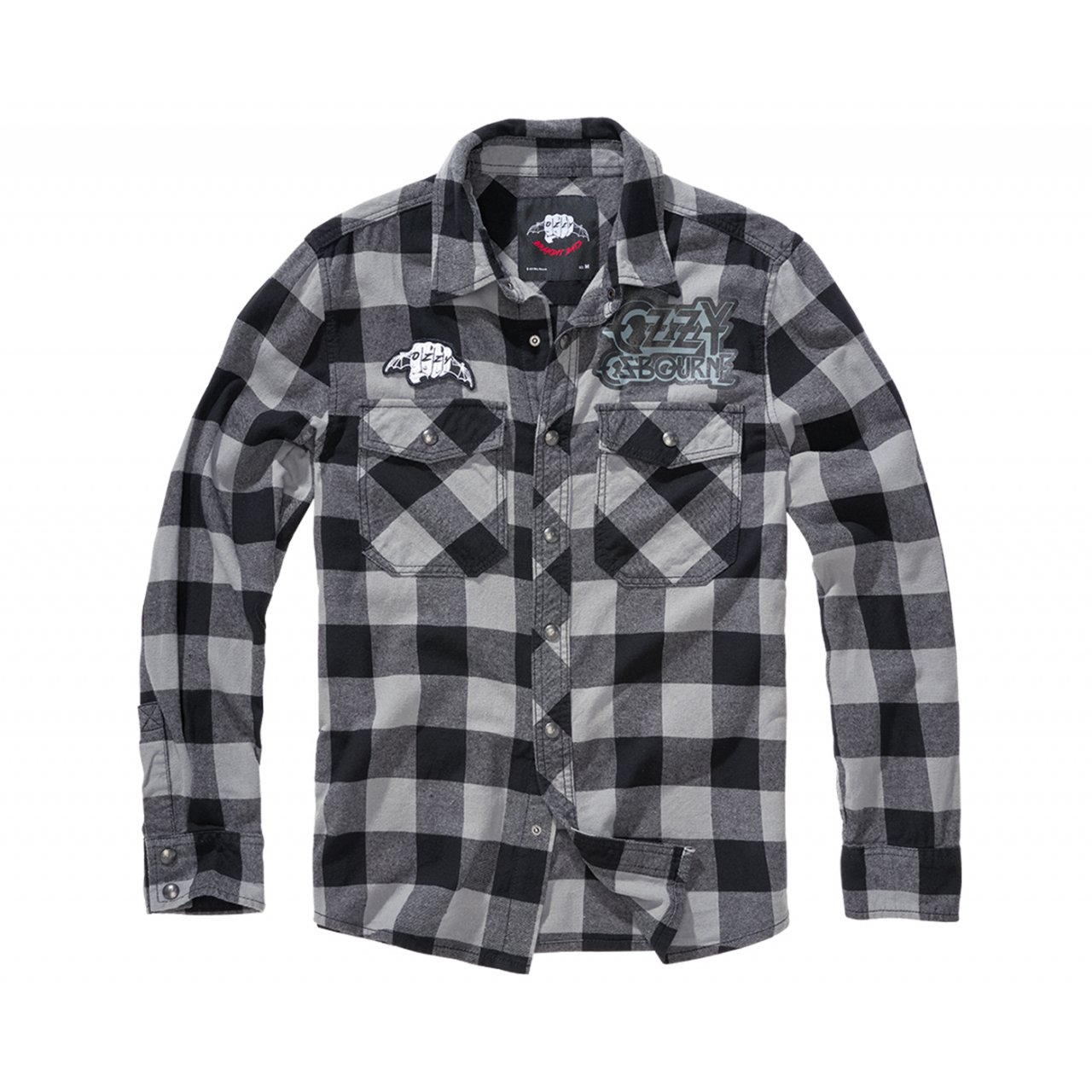 Košile Brandit Ozzy Checkshirt Long - černá-šedá, XL