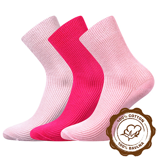 Ponožky dětské Boma Romsek 3 páry (2x světle, 1x tmavě růžové), 30-32