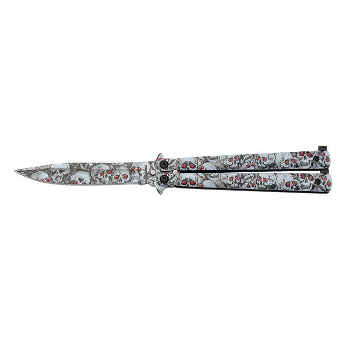 Nůž motýlek Albainox Balisong Skull - šedý (18+)