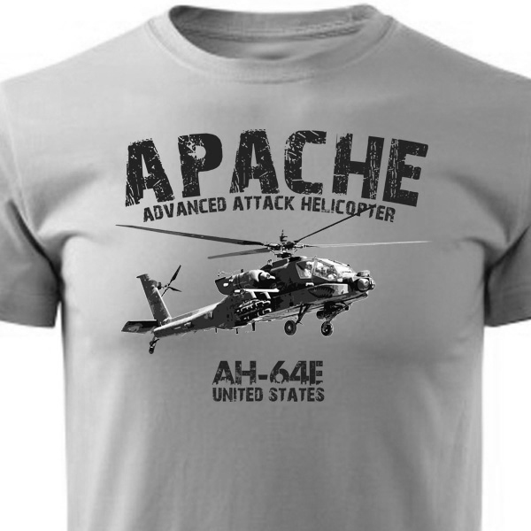 Triko Striker Vrtulník Apache AH-64E - šedé, XL