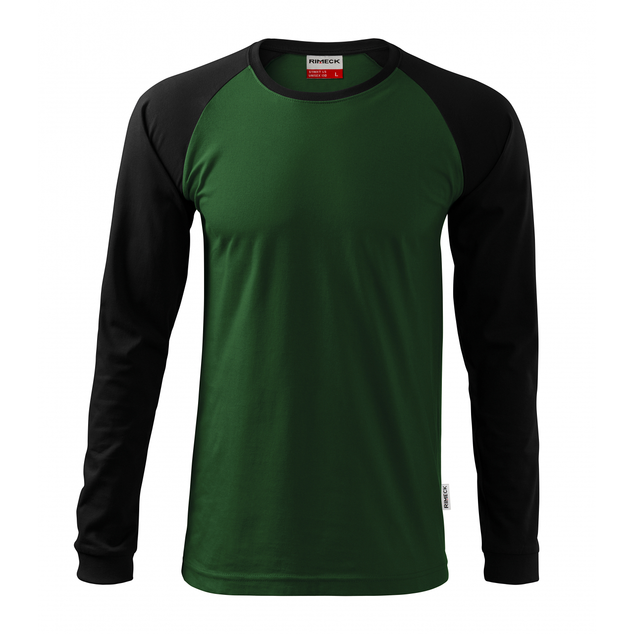 Tričko unisex Rimeck Street Long Sleeve - zelené-černé, XXL