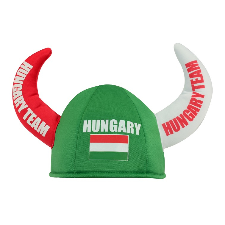 Klobouk s rohy a vlajkou Maďarsko Hungary Team - barevný