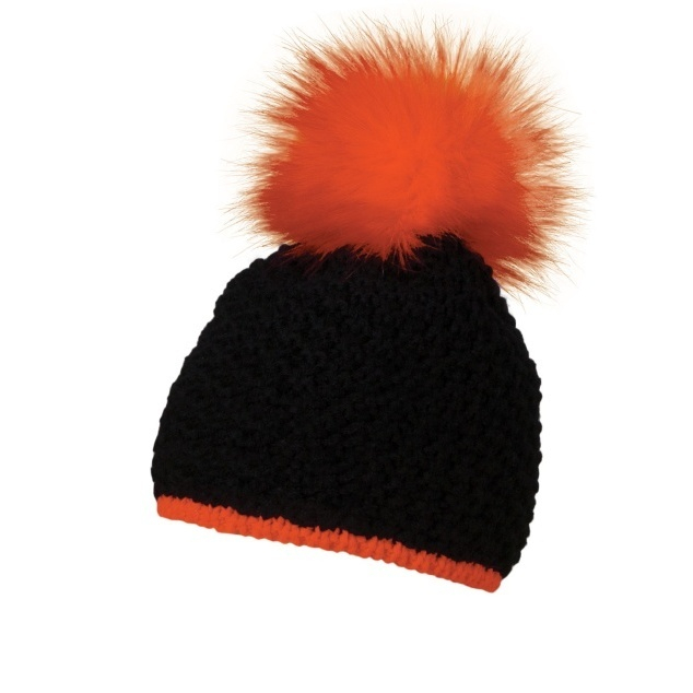 Zimní čepice CoFEE Glow Fur - černá-oranžová svítící