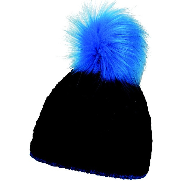 Zimní čepice CoFEE Glow Fur - černá-modrá