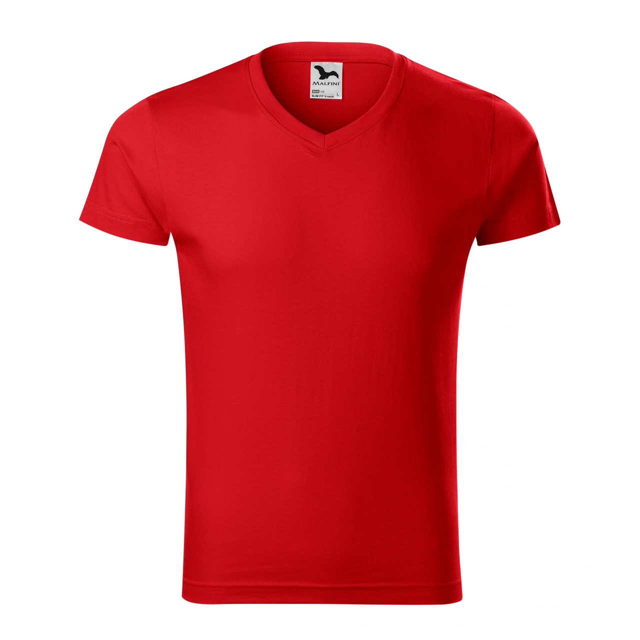 Tričko pánské Malfini Slim FIt V-Neck - červené, 3XL