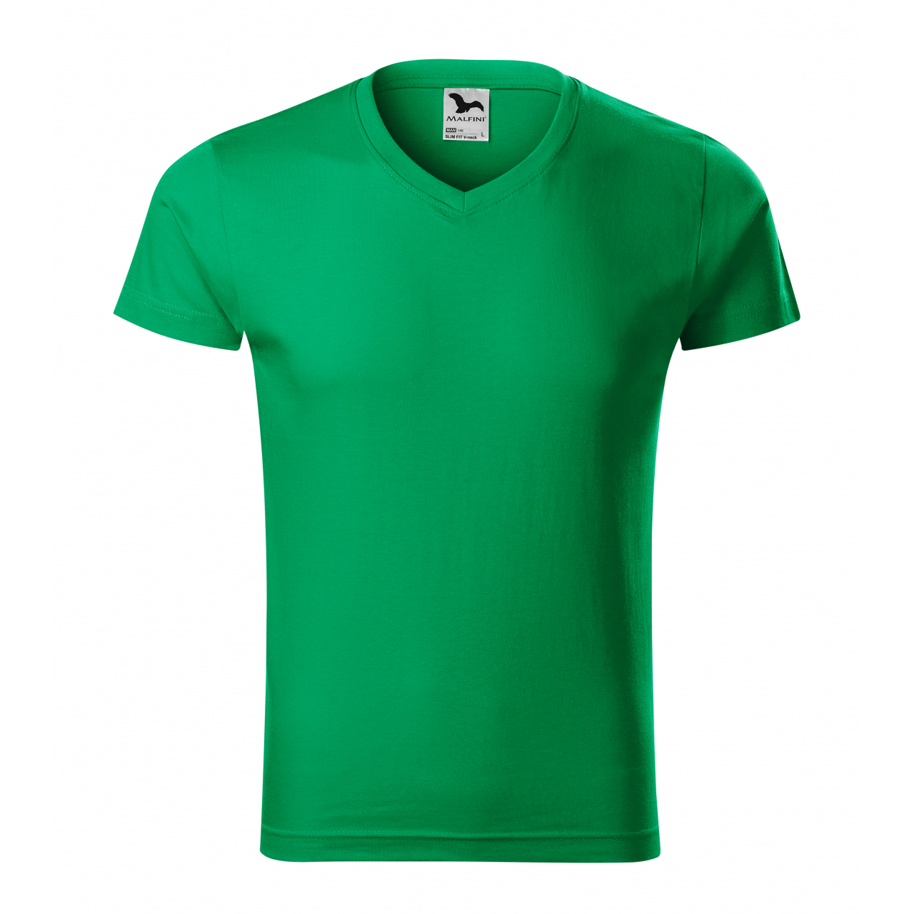 Tričko pánské Malfini Slim FIt V-Neck - středně zelené, L