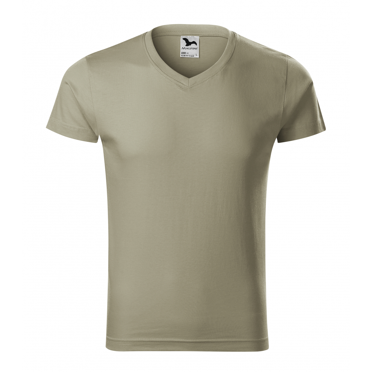 Tričko pánské Malfini Slim FIt V-Neck - světlé khaki, XL