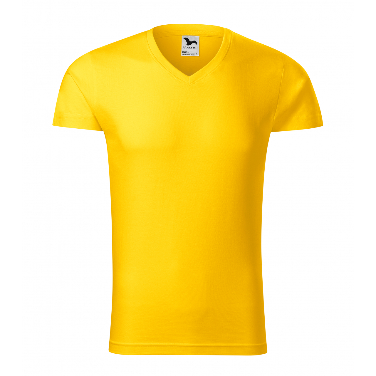 Tričko pánské Malfini Slim FIt V-Neck - žluté, 3XL