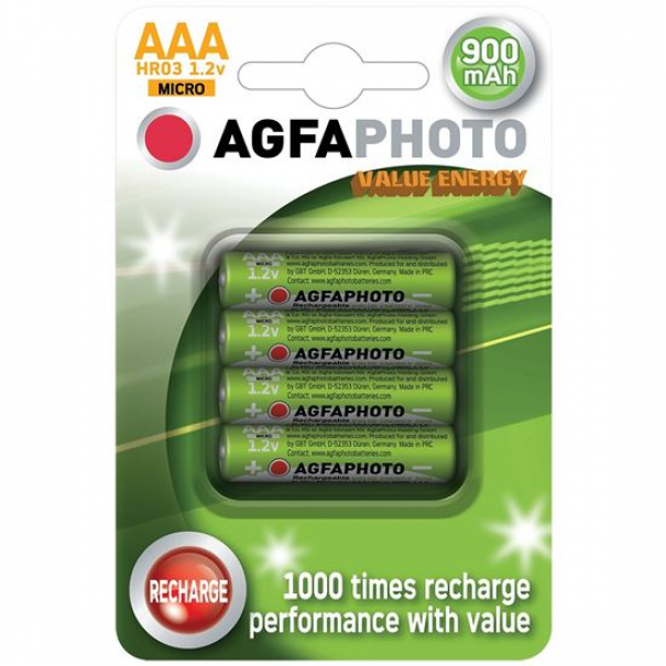 Baterie nabíjecí AAA AgfaPhoto 900mAh 4 ks