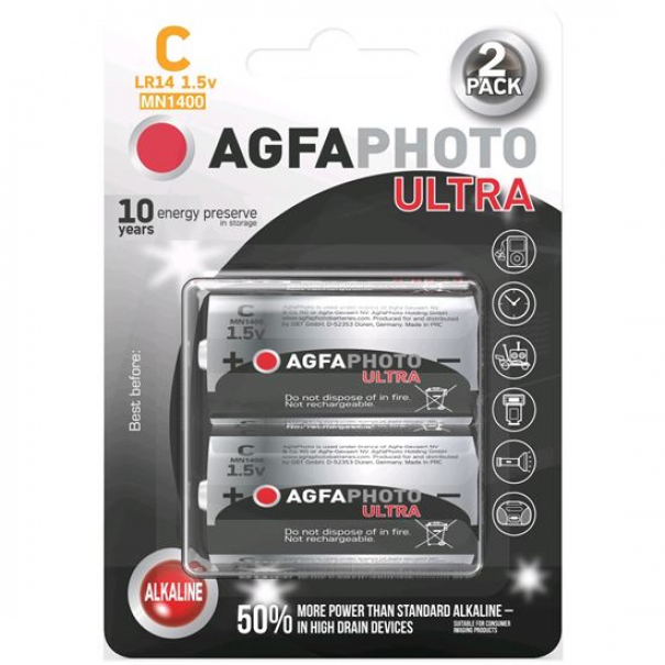 Baterie alkalická C AgfaPhoto Ultra 2 ks
