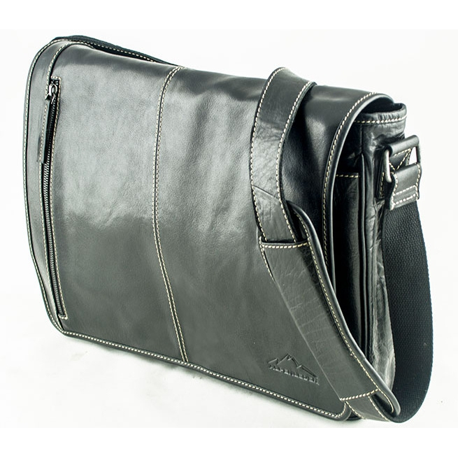Taška přes rameno Alpenleder Messenger Bag Atlanta - černá