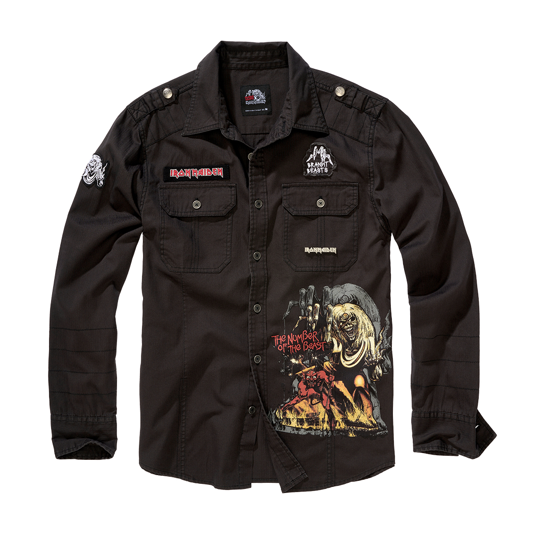 Košile s dlouhým rukávem Brandit Iron Maiden Luis Vintageshirt - černá, XL