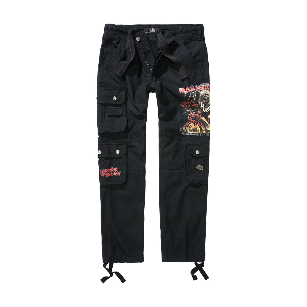 Kalhoty Brandit Iron Maiden Pure Vintage Slim - černé, 4XL