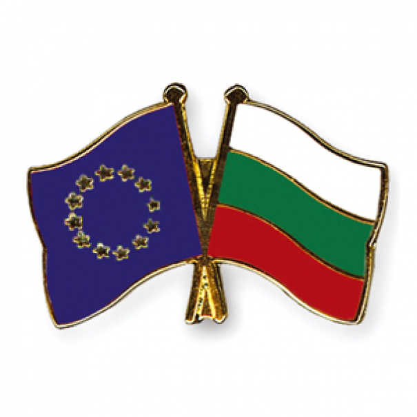 Odznak (pins) 22mm vlajka EU + Bulharsko - barevný