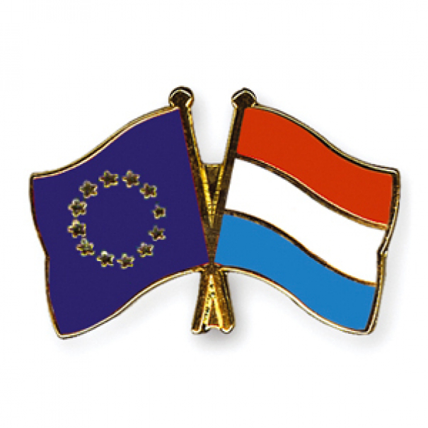 Odznak (pins) 22mm vlajka EU + Lucembursko - barevný