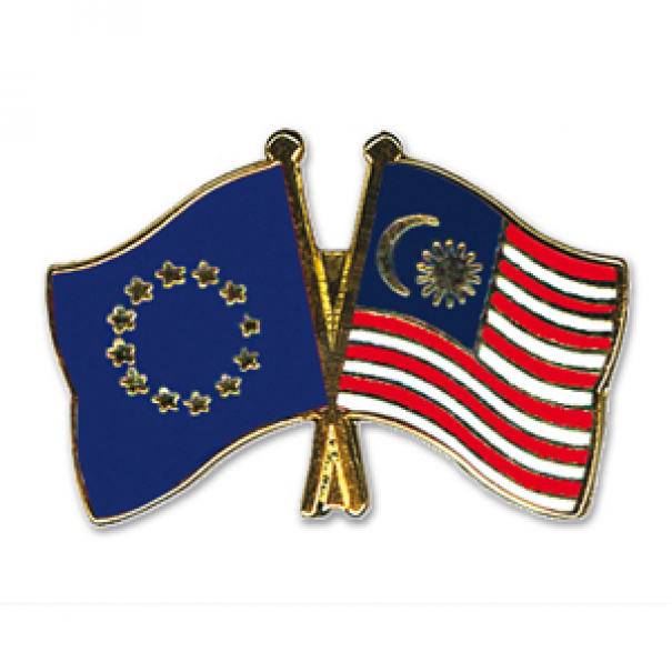 Odznak (pins) 22mm vlajka EU + Malajsie - barevný