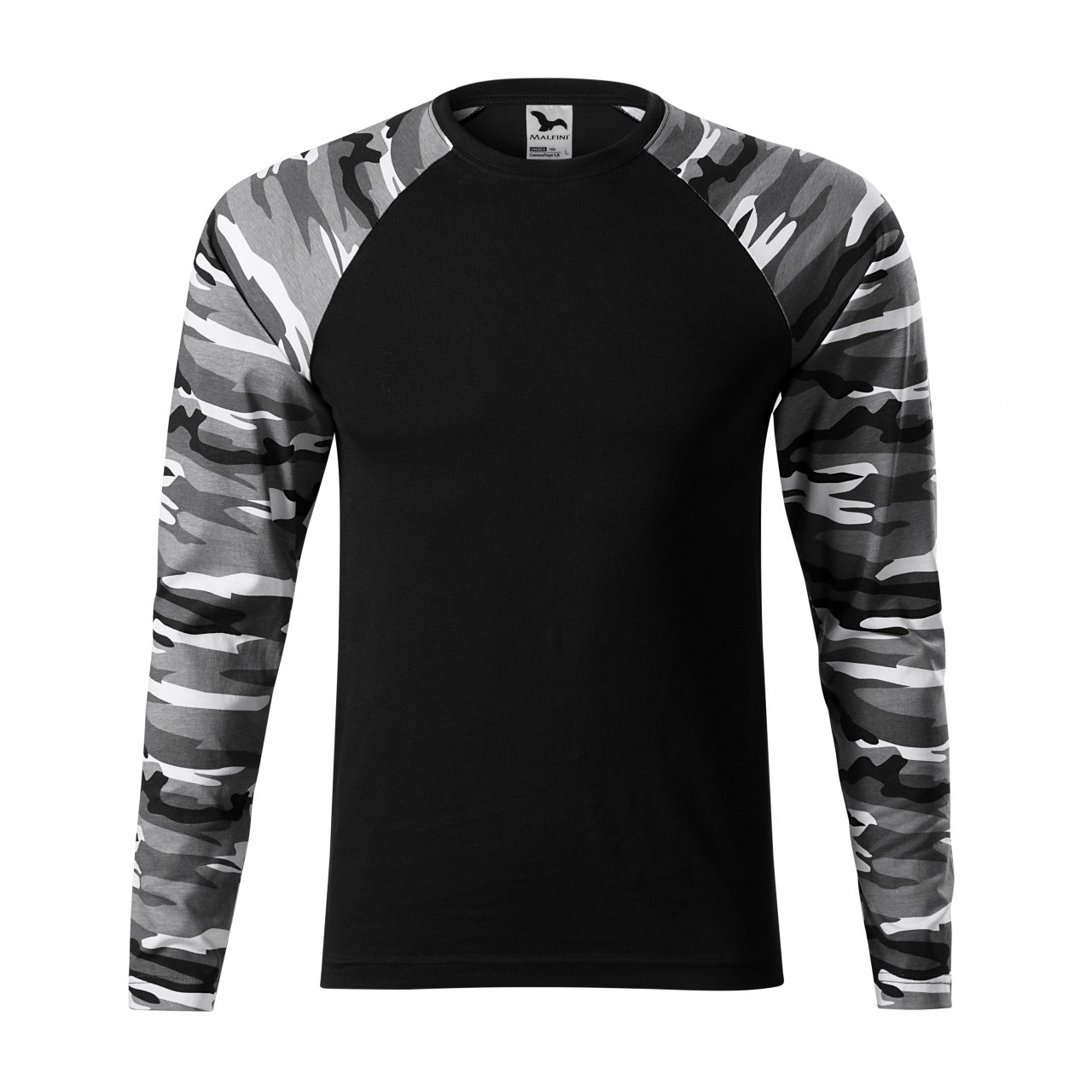 Tričko unisex Malfini Camouflage dlouhý rukáv - černé-urban, XL