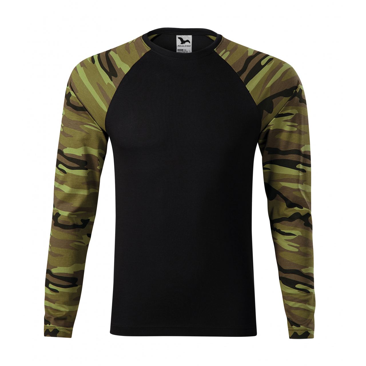 Tričko unisex Malfini Camouflage dlouhý rukáv - černé-český vzor, XL