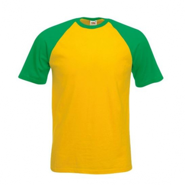 Pánské tričko Fruit of the Loom Baseball T - žluté-zelené, S