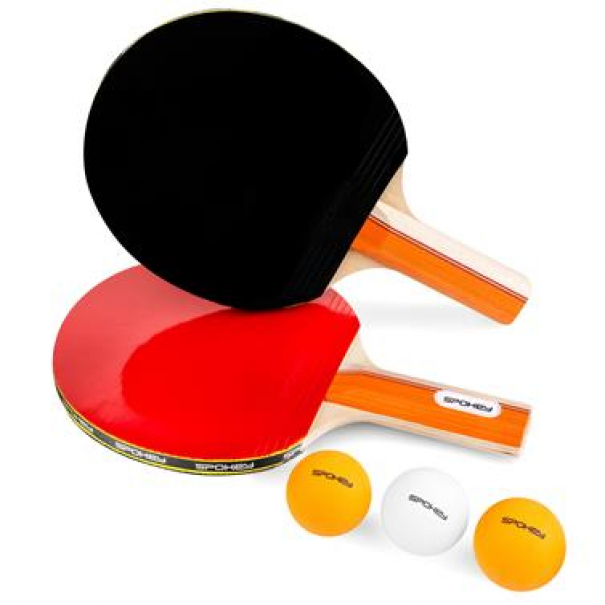 Pingpongová sada Spokey Standard Set (2 pálky, 3 míčky) - červená-černá