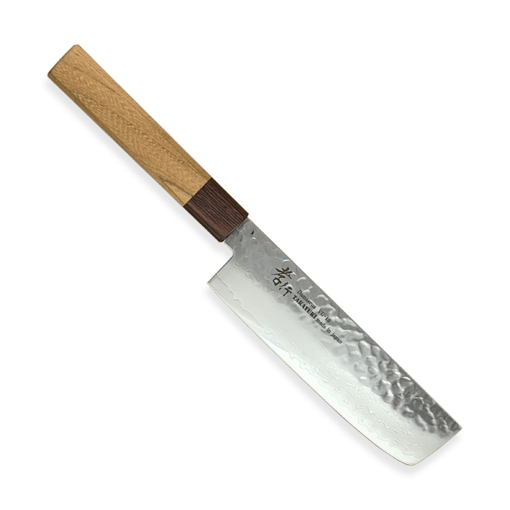 Nůž kuchyňský Sakai Aoki Hamono VG10 Zelkova Nakiri 160 mm - stříbrný-hnědý