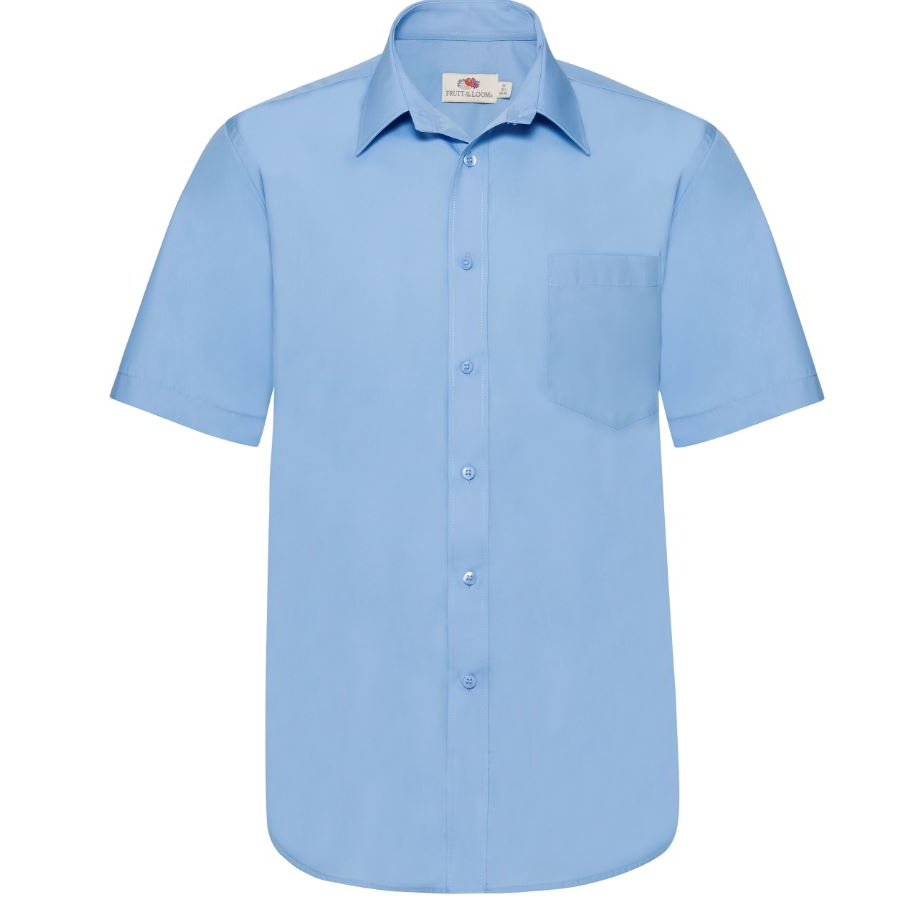 Košile pánská Fruit of the Loom Short Sleeve Popelin Shirt - modrá, S