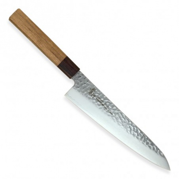 Nůž kuchyňský Sakai Aoki Hamono VG10 Zelkova Gyuto 240 mm - stříbrný-hnědý