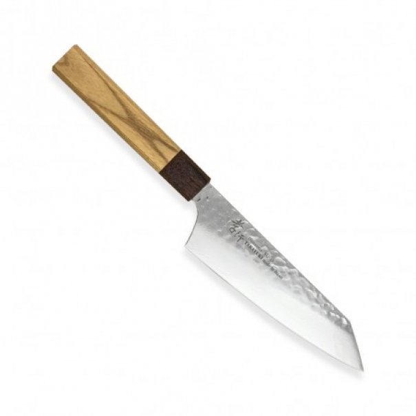 Nůž kuchyňský Sakai Aoki Hamono VG10 Zelkova Kengata 160 mm - stříbrný-hnědý