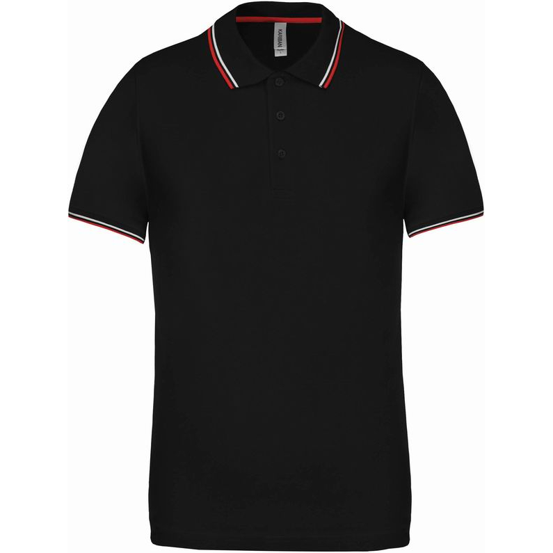 Pánská luxusní polokošile Kariban Sailing - černá-červená, 3XL