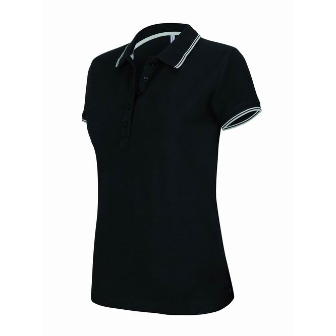 Polokošile dámská krátký rukáv Kariban Sailing - černá-bílá, XL