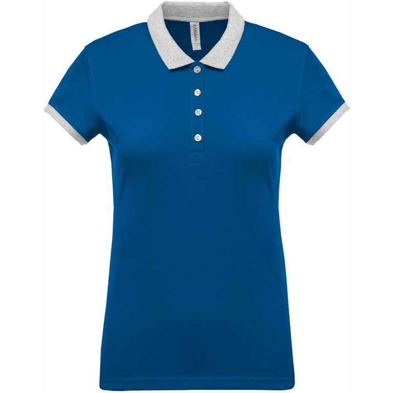 Polokošile dámská krátký rukáv Kariban s kontrastním límcem - modrá, XL