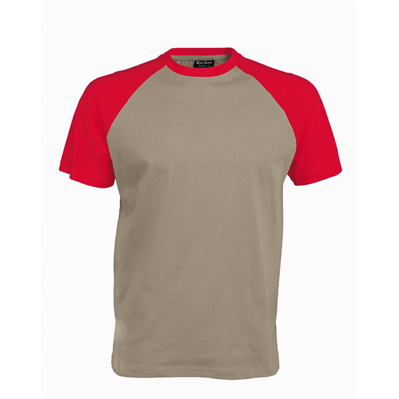 Pánské tričko Kariban BASE BALL - hnědé-červené, XXL
