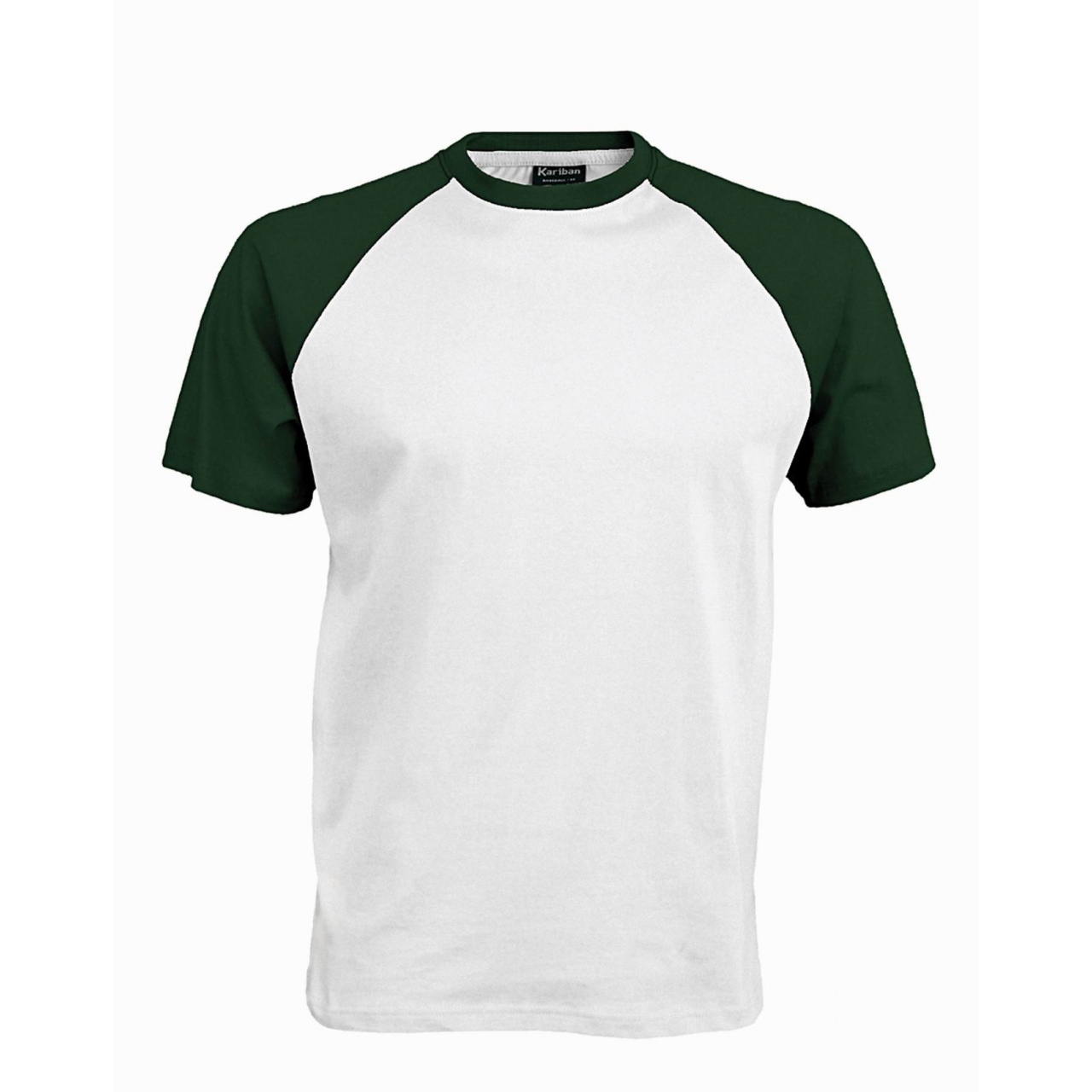 Pánské tričko Kariban BASE BALL - bílé-zelené, M