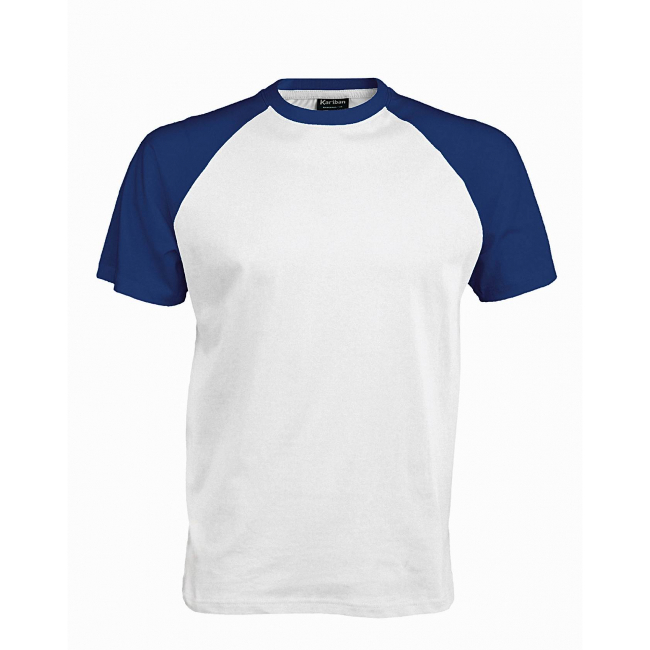 Pánské tričko Kariban BASE BALL - bílé-modré, XL
