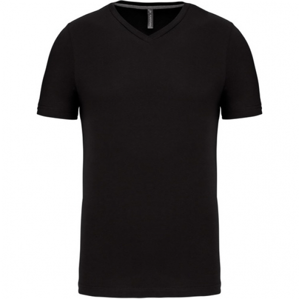 Pánské tričko Kariban krátký rukáv V-neck - černé, M