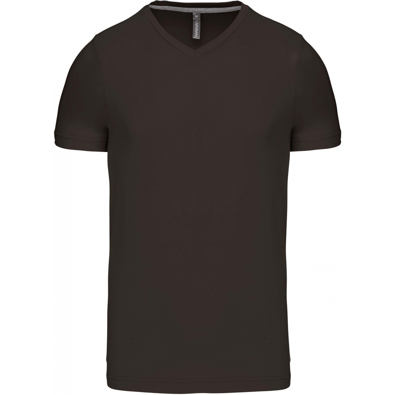 Pánské tričko Kariban krátký rukáv V-neck - tmavé khaki, XXL