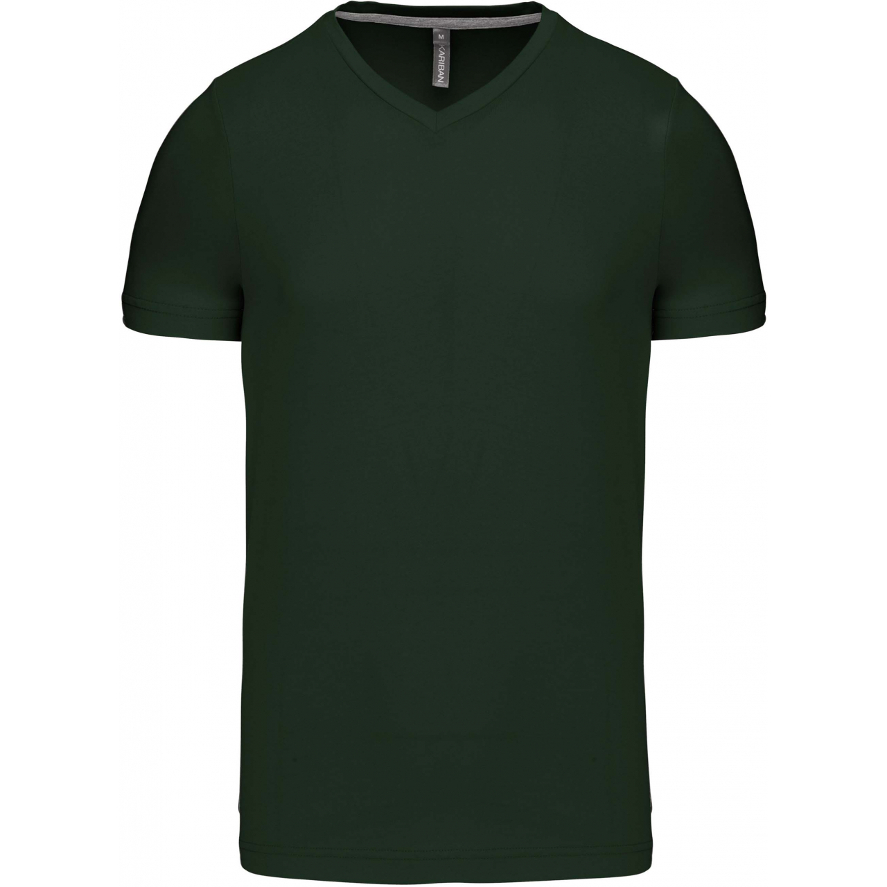 Pánské tričko Kariban krátký rukáv V-neck - lahvově zelená, 3XL