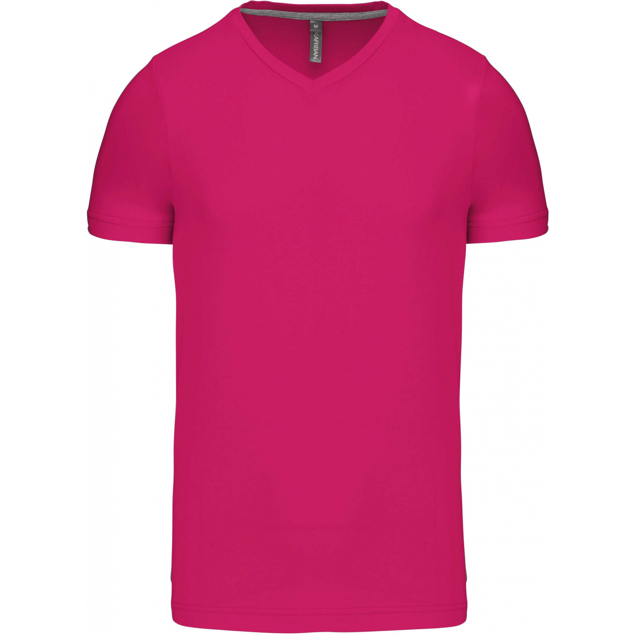 Pánské tričko Kariban krátký rukáv V-neck - růžové, XL