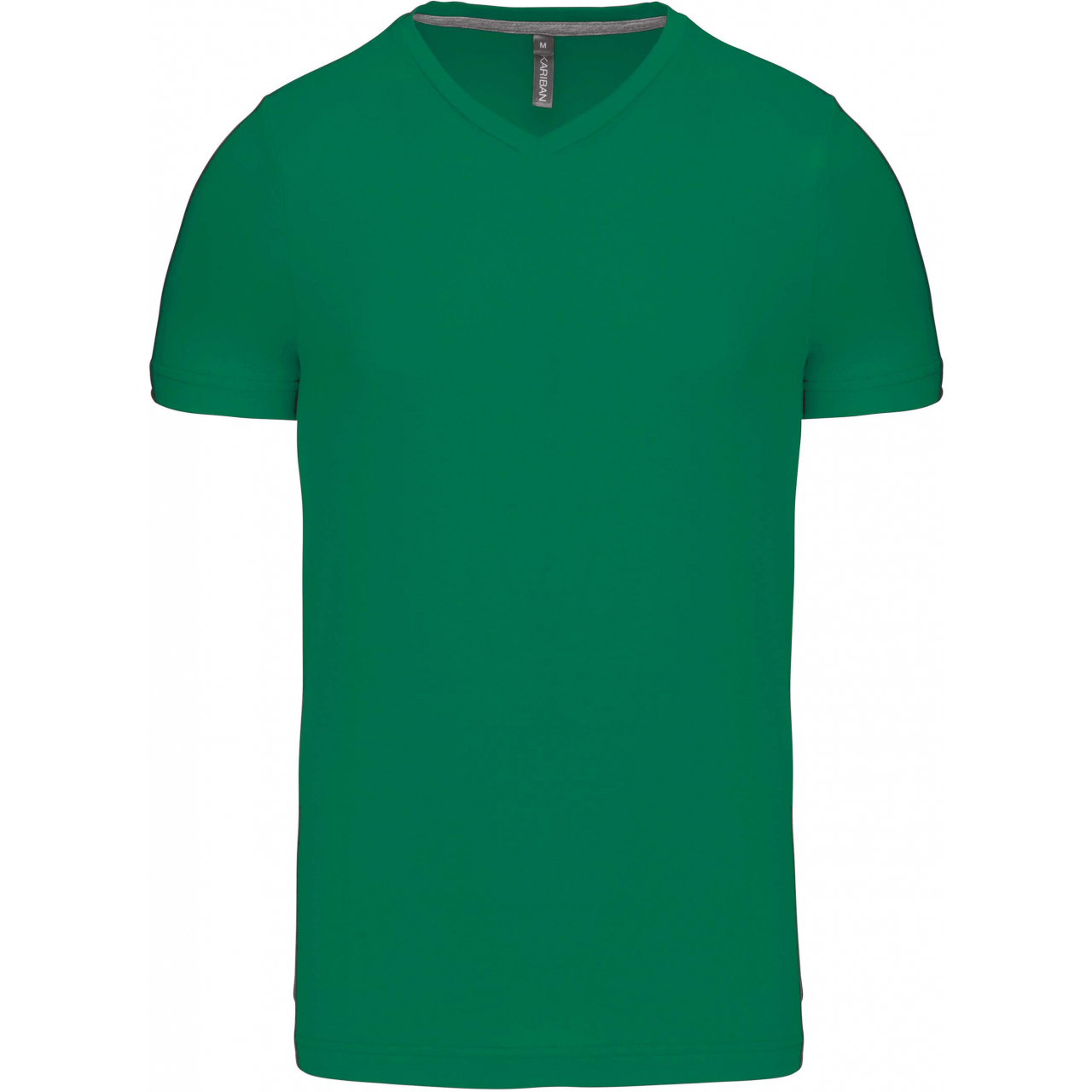 Pánské tričko Kariban krátký rukáv V-neck - zelené, XXL