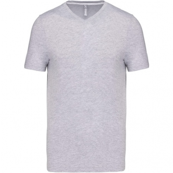 Pánské tričko Kariban krátký rukáv V-neck - šedé, 3XL
