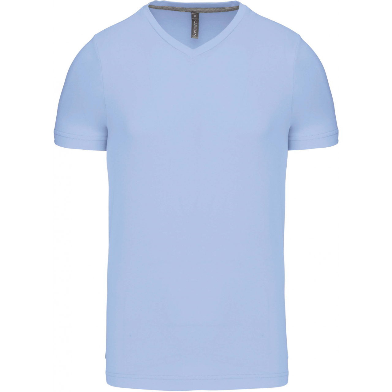 Pánské tričko Kariban krátký rukáv V-neck - světle modré, XL